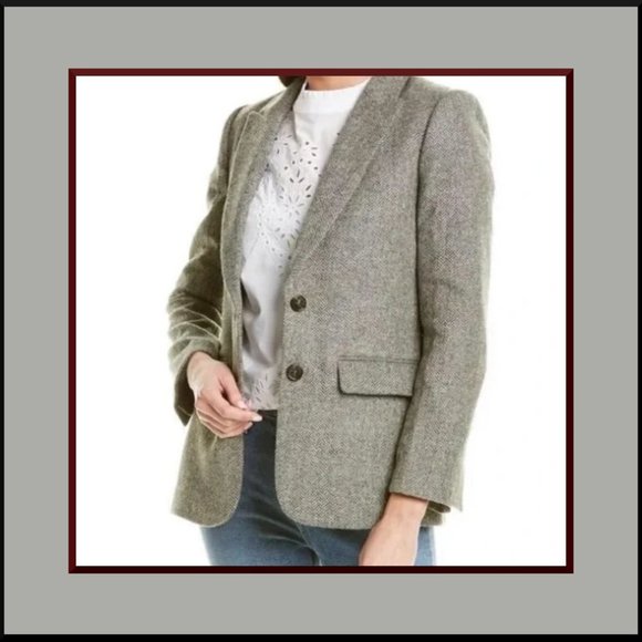 NWT J. Crew Sommerset Blazer/Heather Graphite English Wool Herringbone/Sz 4 - Picture 4 of 6